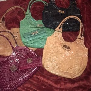 Bundle set of handbags, some with matching wallets